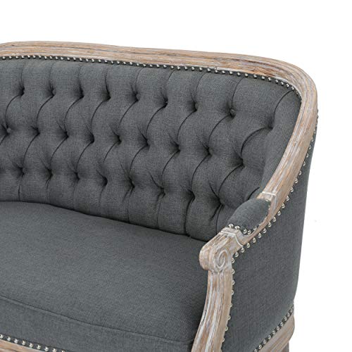 Christopher Knight Home Faye Traditional Fabric Tufted Upholstered Loveseat, Dark Gray, Antique