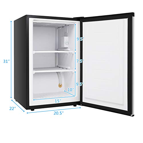 Freezer 3.0 cu ft,Single Door Upright Freezer,Stainless Steel Panel Deep Freezer Small Freezer for Home Kitchen Office (black, 20.3x22.5x32.4 inch)