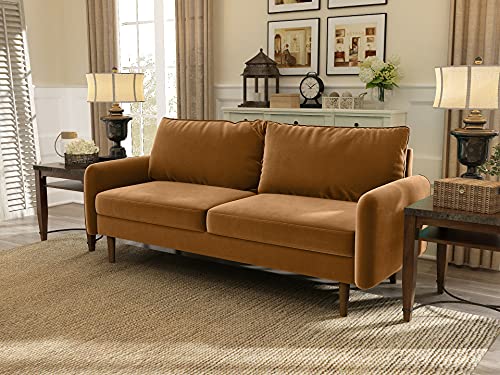 Meeyar Velvet Sofa, Couch for Small Apartment and Living Room,Solid Wood Frame Legs, Easy Assembly,Round Arms,33