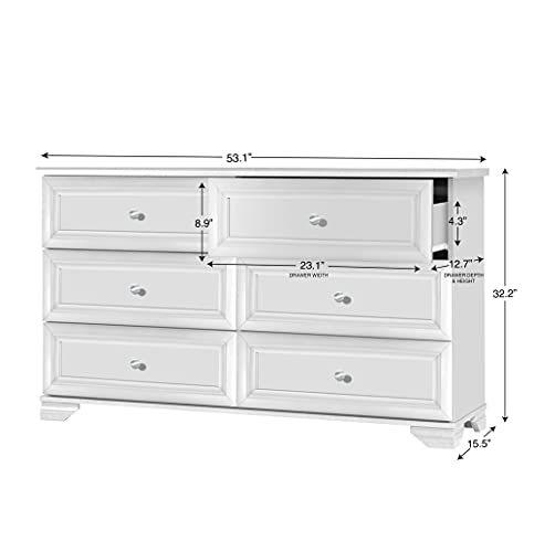 Belle Isle Furniture Kids Dresser, 6 Drawers - Bedroom Storage and Nursery Organization - Double Chest of Drawers for Toddlers and Children - Clothes, Toys, Shoes and More - Rustic Design