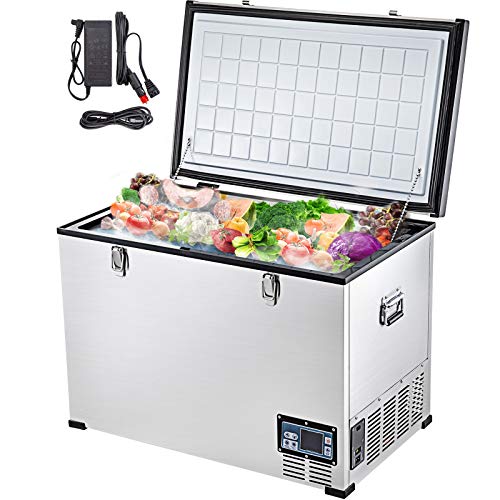 VEVOR Car Freezer,101 Quart Portable Chest Freezer,95L Deep Freezer Single Door,Compressor Deep Freezer with Removable Basket,Electric Powered Cooler from 50? to -4?,for Car Home Camping Truck Party