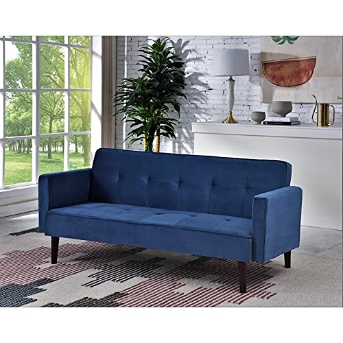 US Pride Furniture Wide Velvet Tufted Back Sofabed, deep Blue