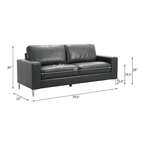 Lexicon Maysville Leather Gel Match Track Arm Sofa, 79.5