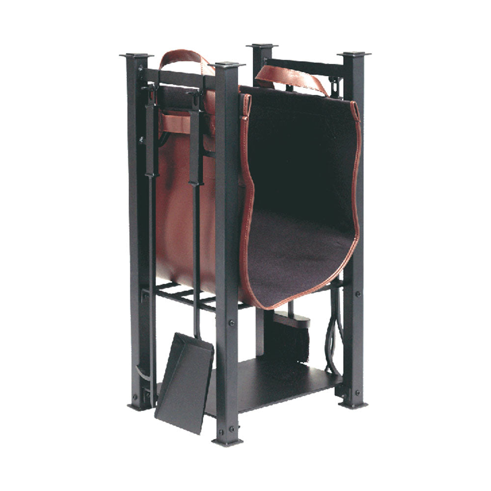 Dagan 6-Piece Black Log Rack With Carrier & Tools