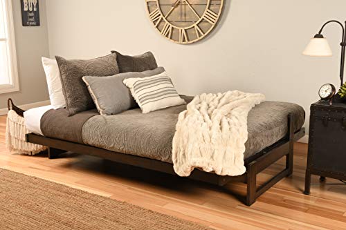 KODIAK FURNITURE Aspen Futon Set with Reclaim Mocha Finish, Suede Gray