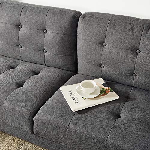 Mellow JULES Modern Armless Loveseat/Sofa/Couch, Dark Grey