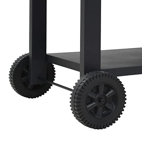 vidaXL Charcoal Fired Outdoor Pizza Oven with Fireclay Stone Wheels Removable Fire Tray Pizza Smoker Garden Picnic Charcoal-Fired Cooker