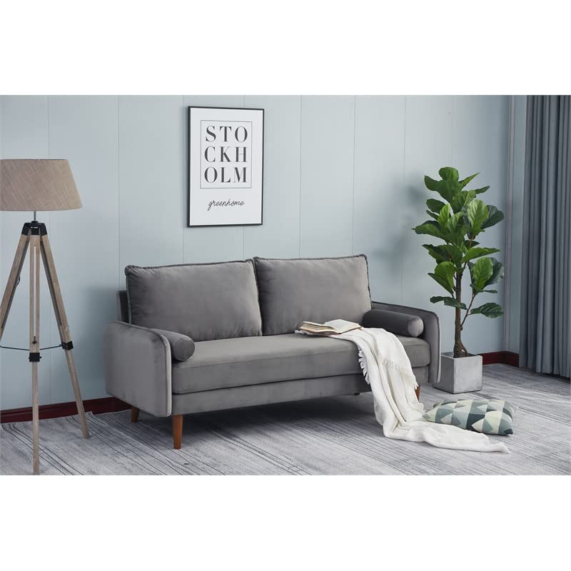 Kingway Furniture Baron Velvet Living Room Sofa in Gray