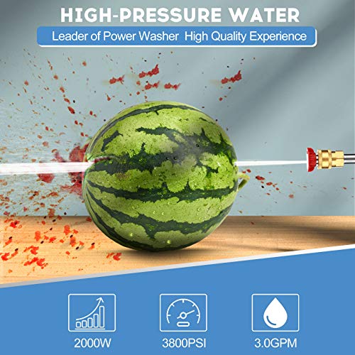 Pressure Washer mrliance 3800PSI Electric Pressure Washer 2000W Power Washer 3.0 GPM High Power Washer Surface Cleaner Machine with Hose Reel & Detergent Tank & 5 Nozzles (Blue)