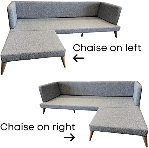 Chelsea Reversible Sectional Sofa Chaise Fabric L-Shape 89'' Wide Firm Retro Mid Century Modern Couch for Small to Medium Size Living Room (Gray)