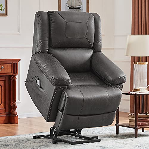 Lift Chairs with Adjustable Massage for Elderly - Power Lift Chairs Recliners Lift Sofa Electric Recliner Chairs with Heating System Remote Control Soft PU Lounge