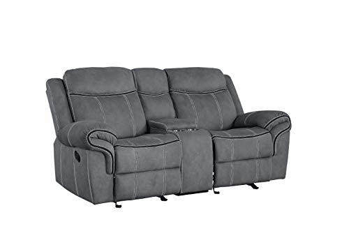 ACME FURNITURE Acme Zubaida W Console ' Glider Motion 2 Tone Velvet Loveseat with USB Dock & Console, Gray