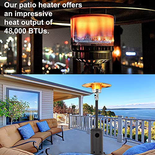 48000 BTU Patio Heater - Patio Heaters Propane Stainless Steel ,Portable Heater ,Outdoor Heater，Propane Heater With Wheels and Rain Cover For Christmas,Outdoor Heater Patio Suitable For Garden Wedding