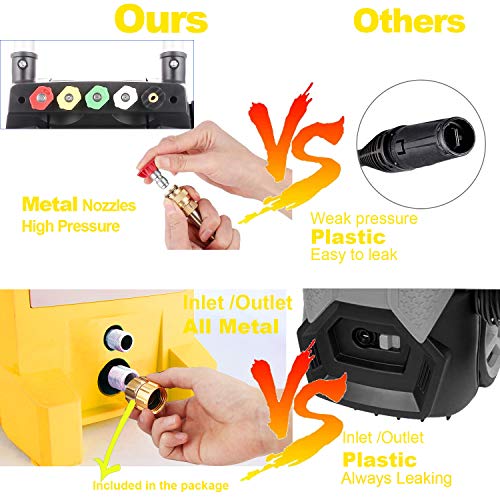 mrliance 3800PSI Electric Pressure Washer 2000W 3GPM High Pressure Power Washer Car Washer with Hose Reel, 5 Adjustable Nozzles, Soap Bottle