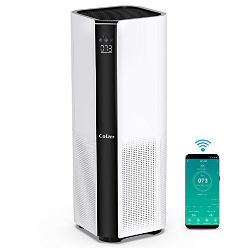 COLZER 3,000 Sq Ft Wi-Fi Air Purifier for Home Large Rooms with H13 True HEPA Filter to Capture Dust, Pollen, Pet Dander & Fumes and Activated Carbon Filter to Eliminate Smell, Compatible with Alexa/ Google Home Assistant