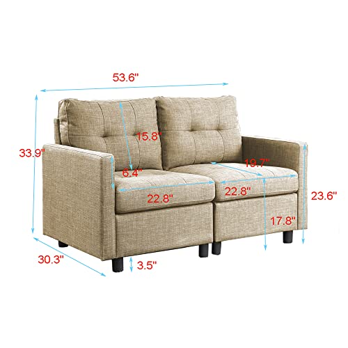 Sectional Sofa Reversible Modular Couch Living Room Modular Sectional Furniture Sets for Compact Living Space Bedroom(Tawny/52 inch)