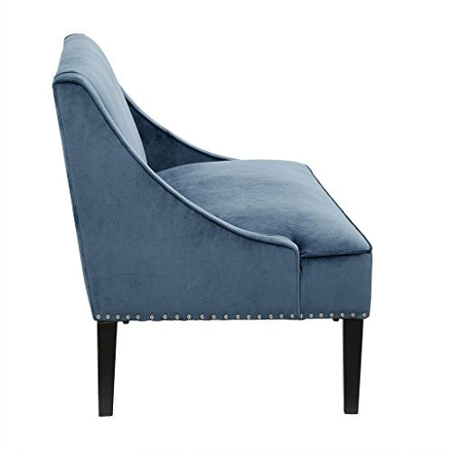 Madison Park Avalon Swoop Arm Settee Blue/Brown See Below, MP106-0383