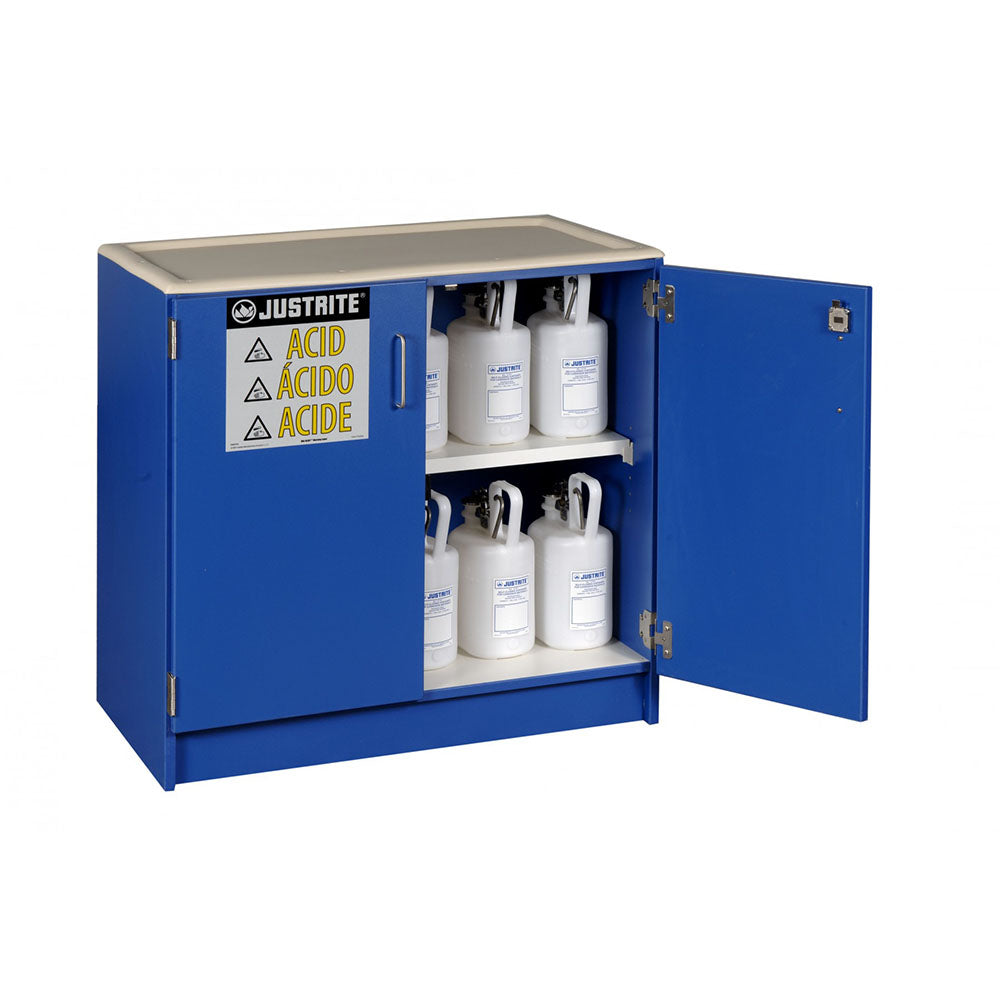Justrite Wood Laminate Corrosives Undercounter Safety Cabinet, 2 Doors