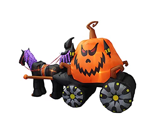 11.5 Foot Long Inflatable Grim Reaper Driving Pumpkin Carriage