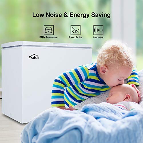 WALSH WSF70CWED01 Manual Defrost Deep Chest Freezer, Mechanical Temperature Control, 7.0 Cu.Ft, White, 7 Cu Ft