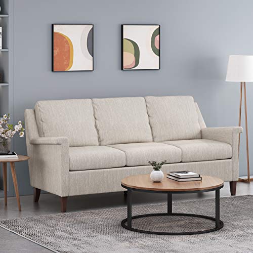 Christopher Knight Home Dupont 3 Seater Sofa, Beige + Espresso