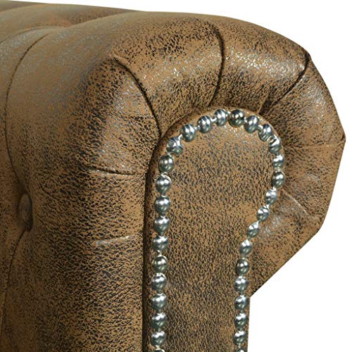 vidaXL vidaXL Chesterfield Sofa 3-Seater Brown Faux Leather