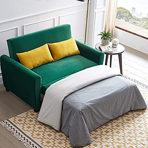 JSKJ Sectional Sofa Couch with Pull-Out Sleeper, Corner Sofa Bed with Adjustable Backrest, Sofa Seat for Living Room Furniture Set, Green