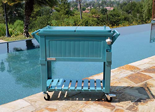 Permasteel PS-203F1-TL-AM 80 Quart Portable Rolling Patio Cooler, Teal