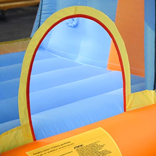Outsunny Kids Inflatable Water Slide 5-in-1 Inflatable Bounce House Jumping Castle with Water Pool, Slide, Climbing Walls, & 2 Water Guns