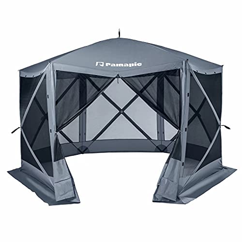 Pamapic 12’ x 12’ Portable Pop-up Gazebo, Outdoor Camping Gazebo Tent, UV Protection Tent, Includes Carrying Bag (Gray)