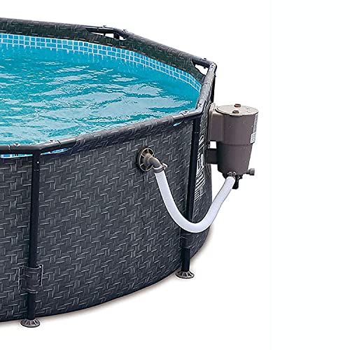 Summer Waves P2001448E14ft x 48in Round Frame Above Ground Swimming Pool Set with Ladder, Skimmer Pump, Cartridge, Solution Blend, and Ladder, Gray