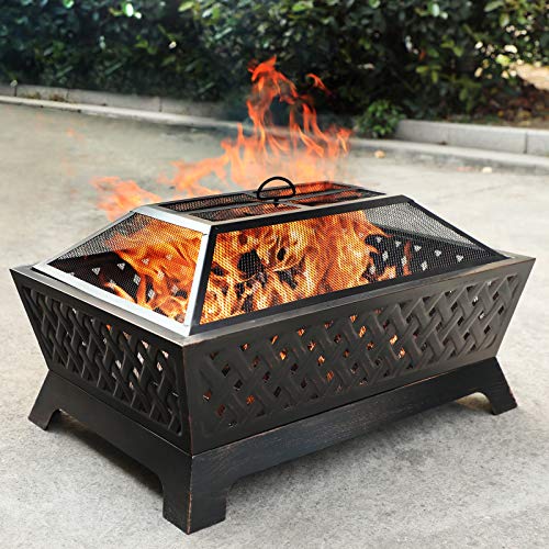 PHI VILLA Fire Pits Outdoor Wood Burning, 34