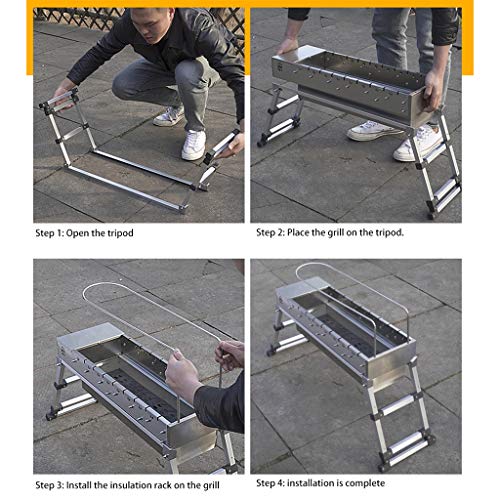 QIAOLI Charcoal Grill Folded Stainless Steel Portable Charcoal BBQ Grill Outdoor Barbecue Charcoal for Camping Picnic Backyard Cooking