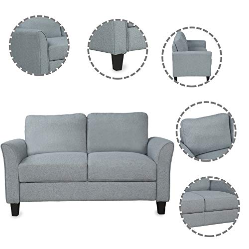 Living Room Furniture Armrest Single Sofa and Loveseat Sofa, Harper & Bright Designs Living Room Sets Furniture Armrest Sofa Single Chair Sofa Loveseat Chair Ship from USA Warehouse (Gray)