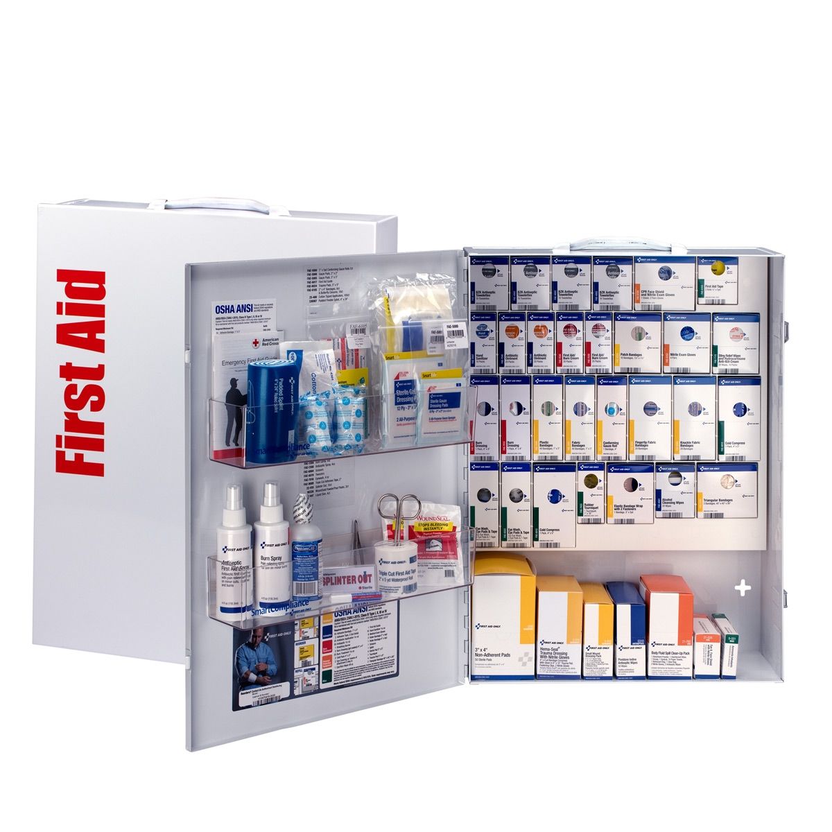 First Aid Only 150 Person XL Metal Smart Compliance General Business First Aid Cabinet without Medications and with Custom Logo (Case of 5)