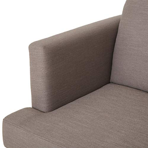 Faithe Modern Fabric 3 Seater Sofa, Dark Taupe and Silver