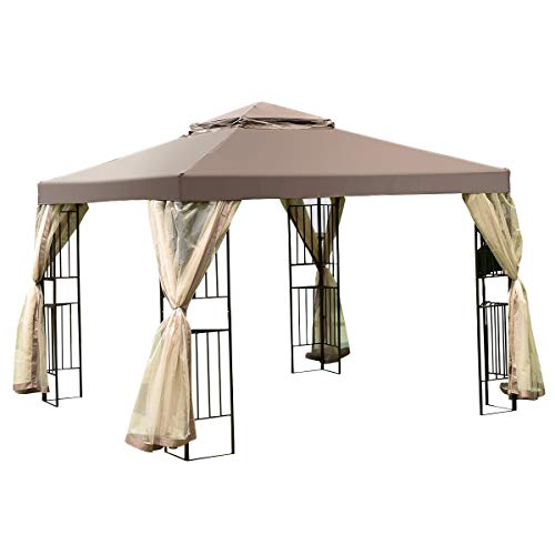Tangkula 10x10 Feet Patio Gazebo, Outdoor Gazebo Canopy Shelter w/ Netting, Steel Frame Gazebo Tent w/ 100 Square Feet of Shade for Patio, Backyard, Poolside