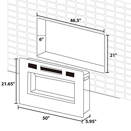 Harper & Bright Designs Electric LED Recessed Fireplace with Remote Control, Adjustable Heating and Touch Screen 1500W, 50 inch, Black