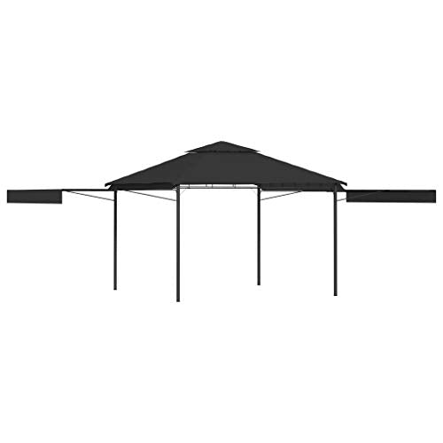 vidaXL Gazebo with Double Extended Roofs Canopy Sun Shelter Garden Outdoor Pavilion Patio Awning Sunshade Poolside Tent Anthracite 180 g/m²