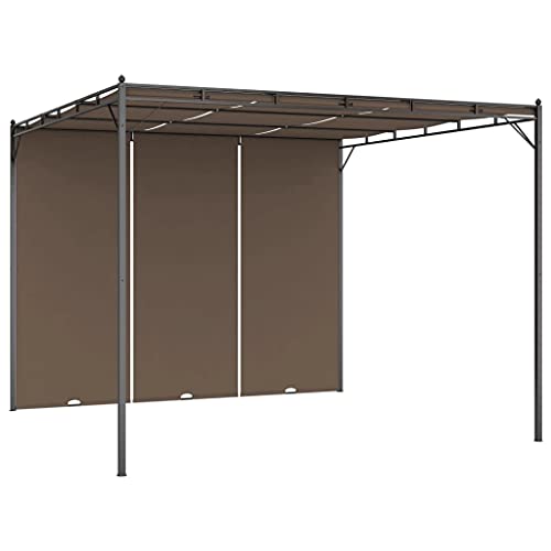 vidaXL Garden Gazebo with Side Curtain 13.1'x9.8'x7.4' Taupe