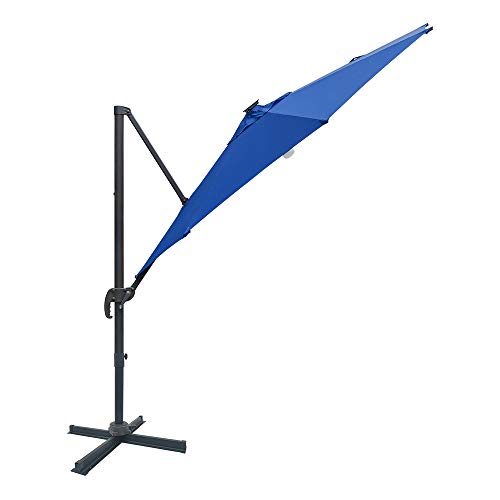 MAYPEX 10 Ft. Solar Lighted Cantilever Umbrella Patio Offset Hanging Umbrella LED Lights Outdoor Market Umbrella for Garden Backyard Pool