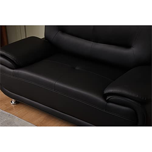 Kingway Furniture Lilian Faux Leather Livingroom Loveseat in Black