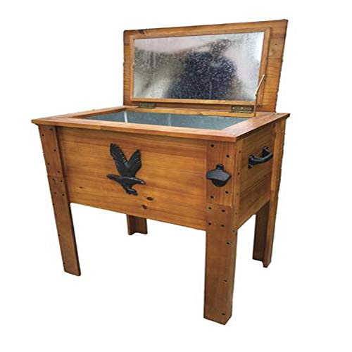 Backyard Creations 57 Quarts Durable Rustic Wooden Patio Cooler Functional Drainage System, 31.1 H inch x 18 W inch