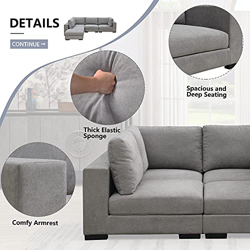 Olodumare Fabric Upholstered Modular Sofa Collection, Modular Customizable and Reconfigurable Deep Seating with Removable Ottoman (Corner Sofa)