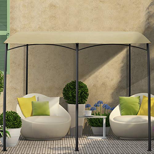 AECOJOY 13 x 10ft Sunshade Awning Gazebo with Waterproof Polyester Fabric, Outdoor Wall Gazebo w/Steel Stand for Porch, Patio, Deck, Backyard, Beige, 2021 New