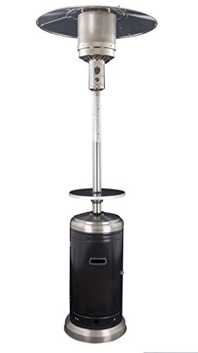 Hiland HLDS01-SSBLT 48,000 BTU Propane Patio Heater with Wheels, Large, Black