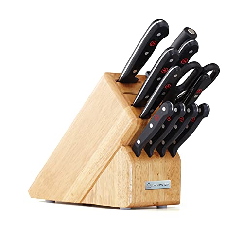 WÜSTHOF Gourmet Twelve Piece Block Set | 12-Piece German Knife Set | Precise Laser Cut High Carbon Stainless Steel Kitchen Knife Set with 15 Slot Wood Block – Model 9312