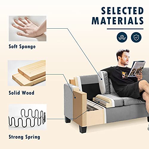 Flamaker Convertible Sectional Sofa L-Shaped Couch 3-seat Modern Fabric Reversible Sofa Couch (Light Grey)