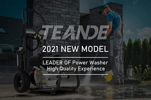 Power Washer TEANDE Gas Pressure Washer 4200PSI 212CC Pressure Washer 2.8GPM Gasline Power Washer, 5 Adjustable Nozzles,1Gallon Flue Tank