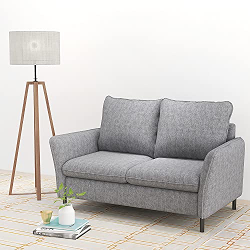 Loveseat, Modern Upholstered Loveseat Sofa Tufted Fabric Love Seats Furniture, Modern Design Couch Sofa Small Loveseat for Living Room, Office (Loveseat, Grey)